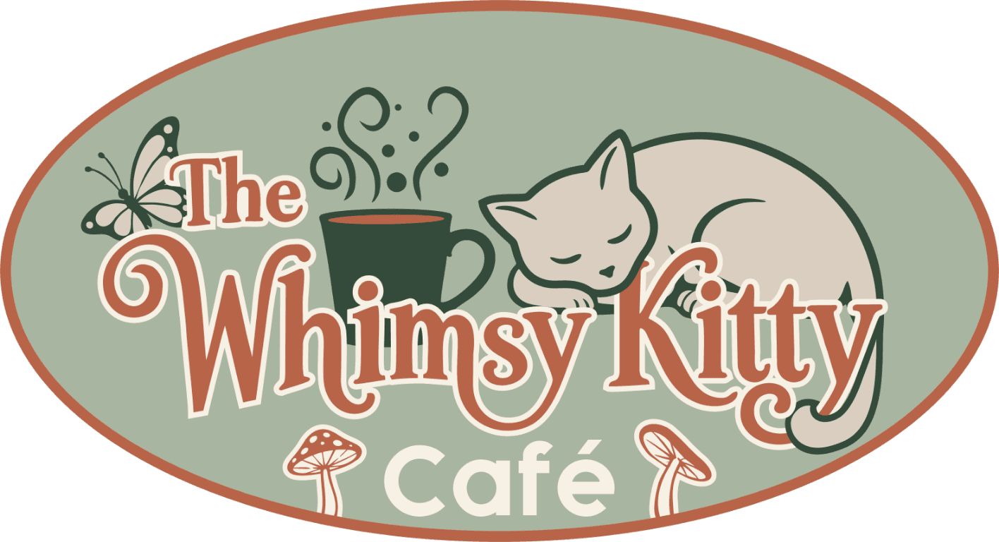 The Whimsy Kitty Café oval logo